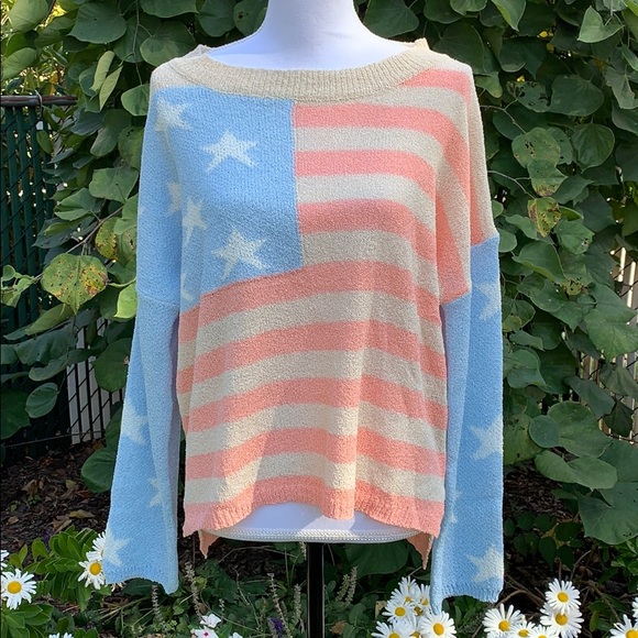 Last 1️⃣ Baby Blue & Cream American Flag Sweater - Picture 8 of 8